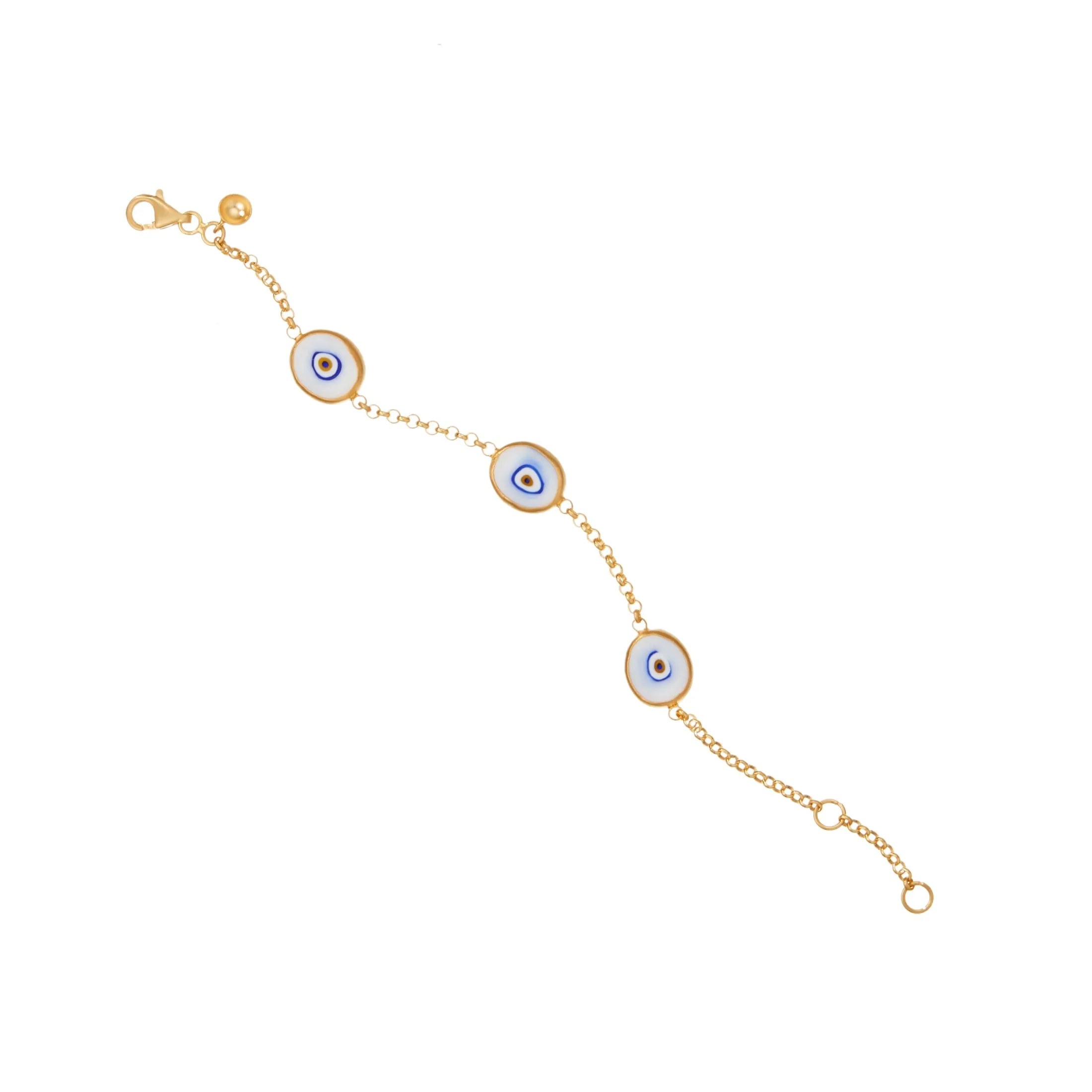 Green Protection Triple JuJu Eye Bracelet in 18K Gold