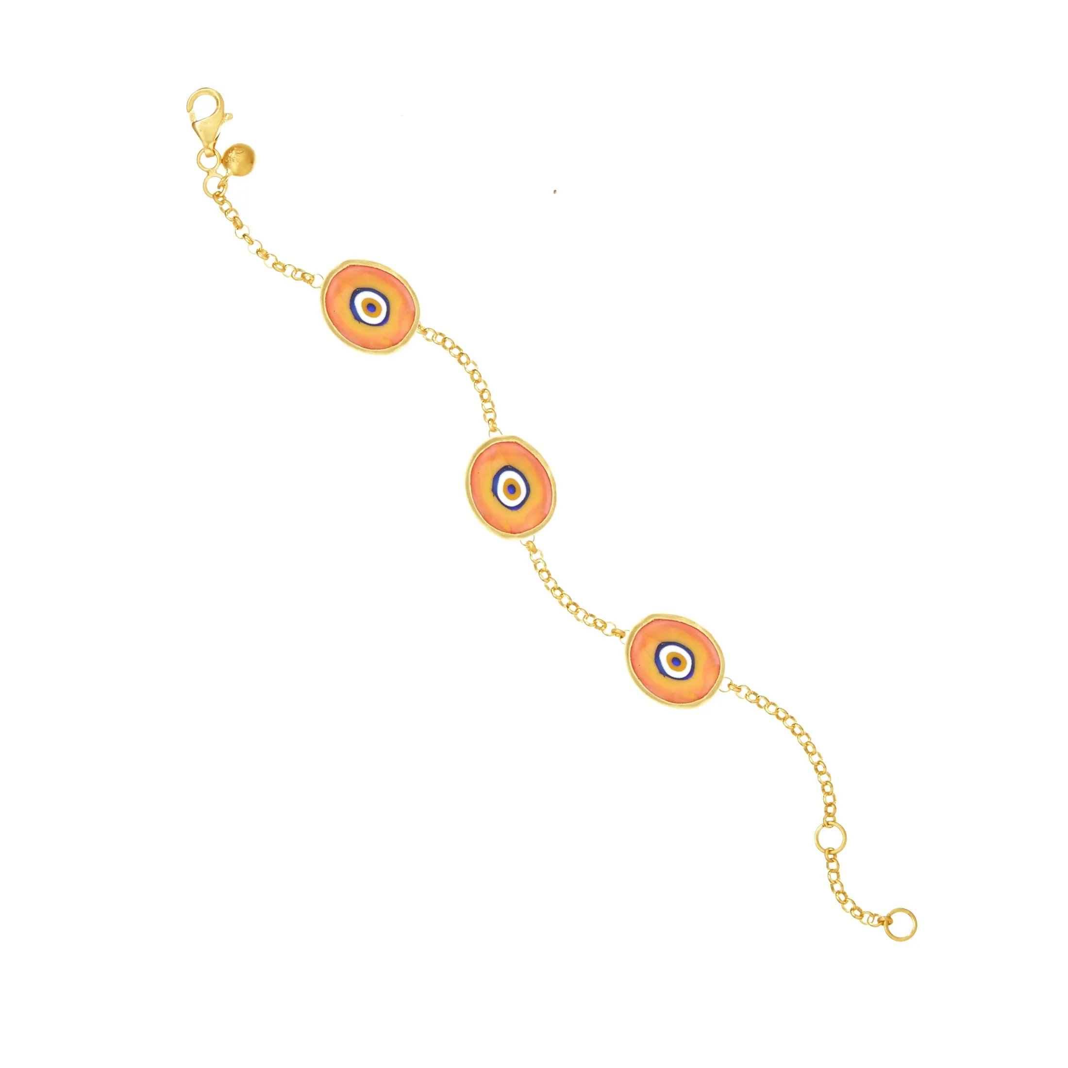 Green Protection Triple JuJu Eye Bracelet in 18K Gold