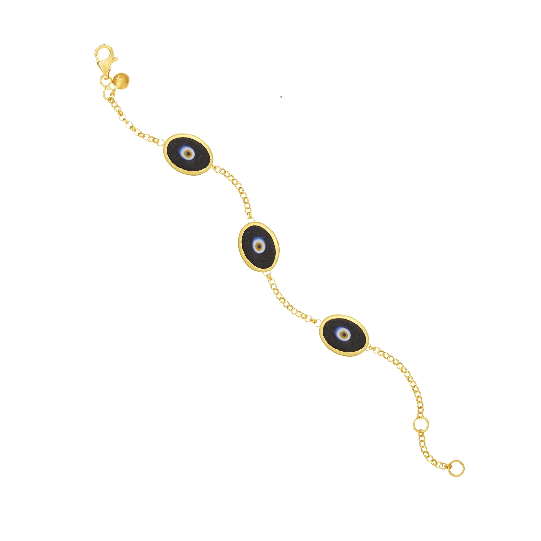 Green Protection Triple JuJu Eye Bracelet in 18K Gold