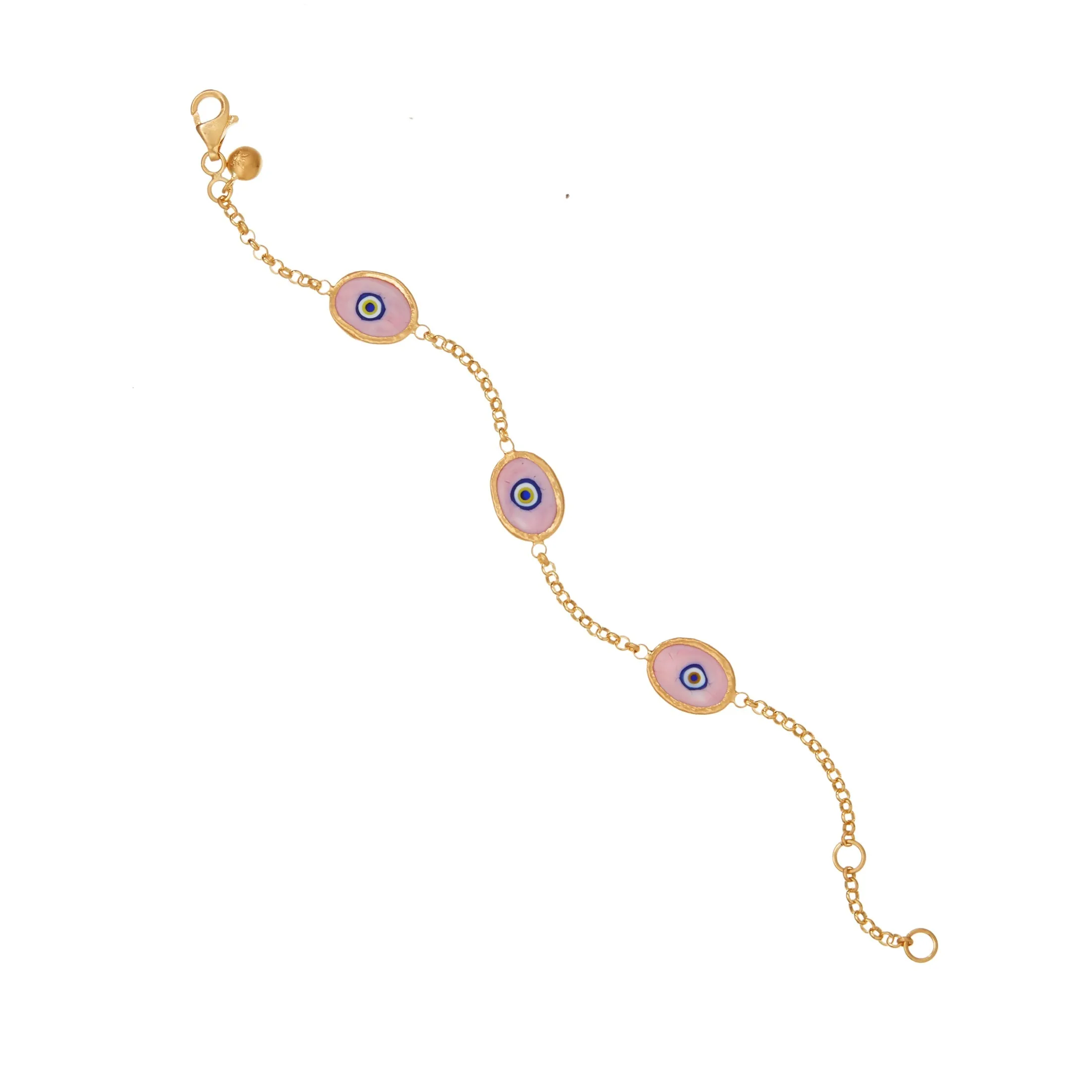 Green Protection Triple JuJu Eye Bracelet in 18K Gold