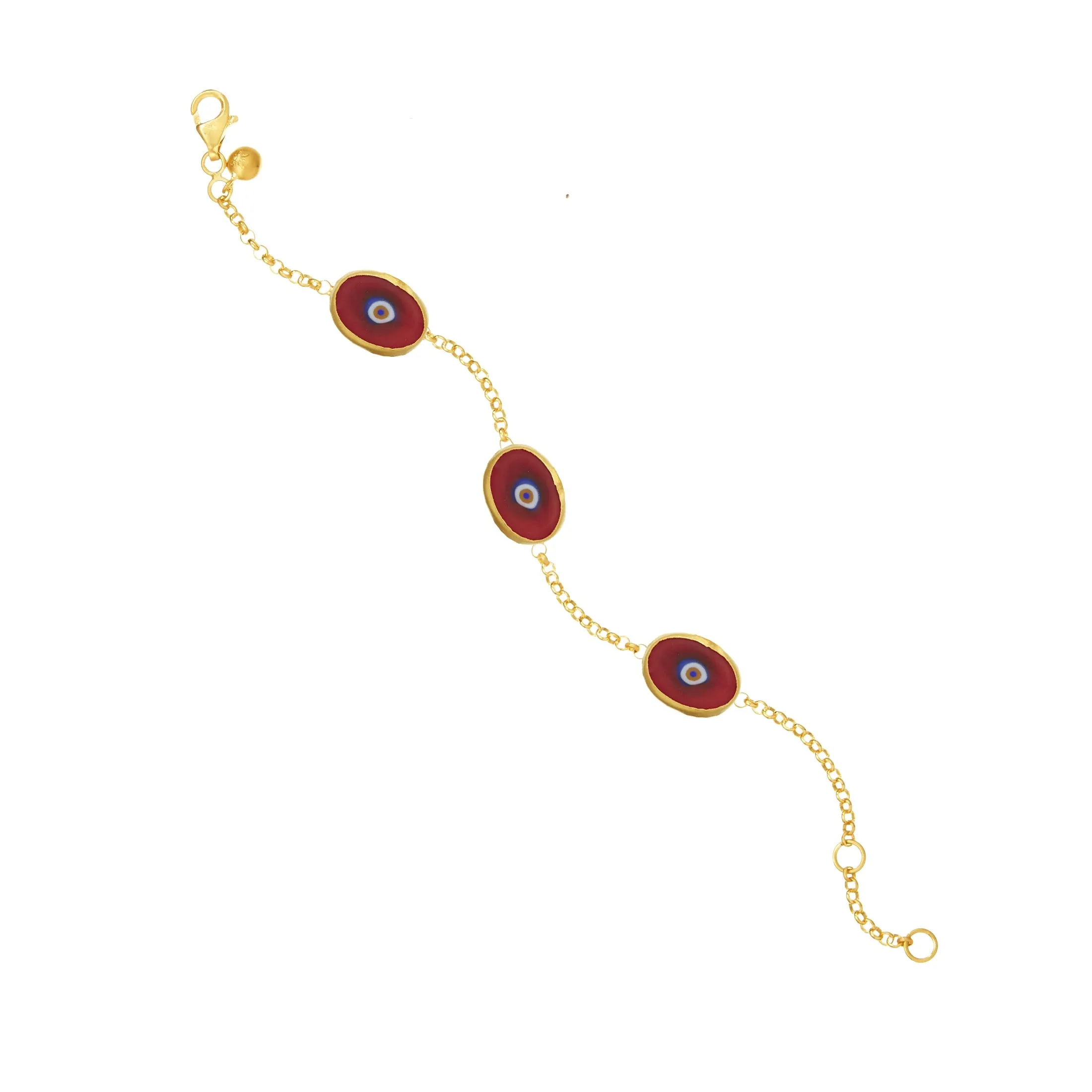 Green Protection Triple JuJu Eye Bracelet in 18K Gold