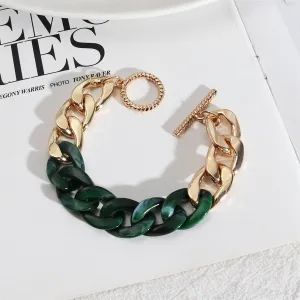 Green Resin & 18K Gold-Plated Curb Chain Toggle Bracelet