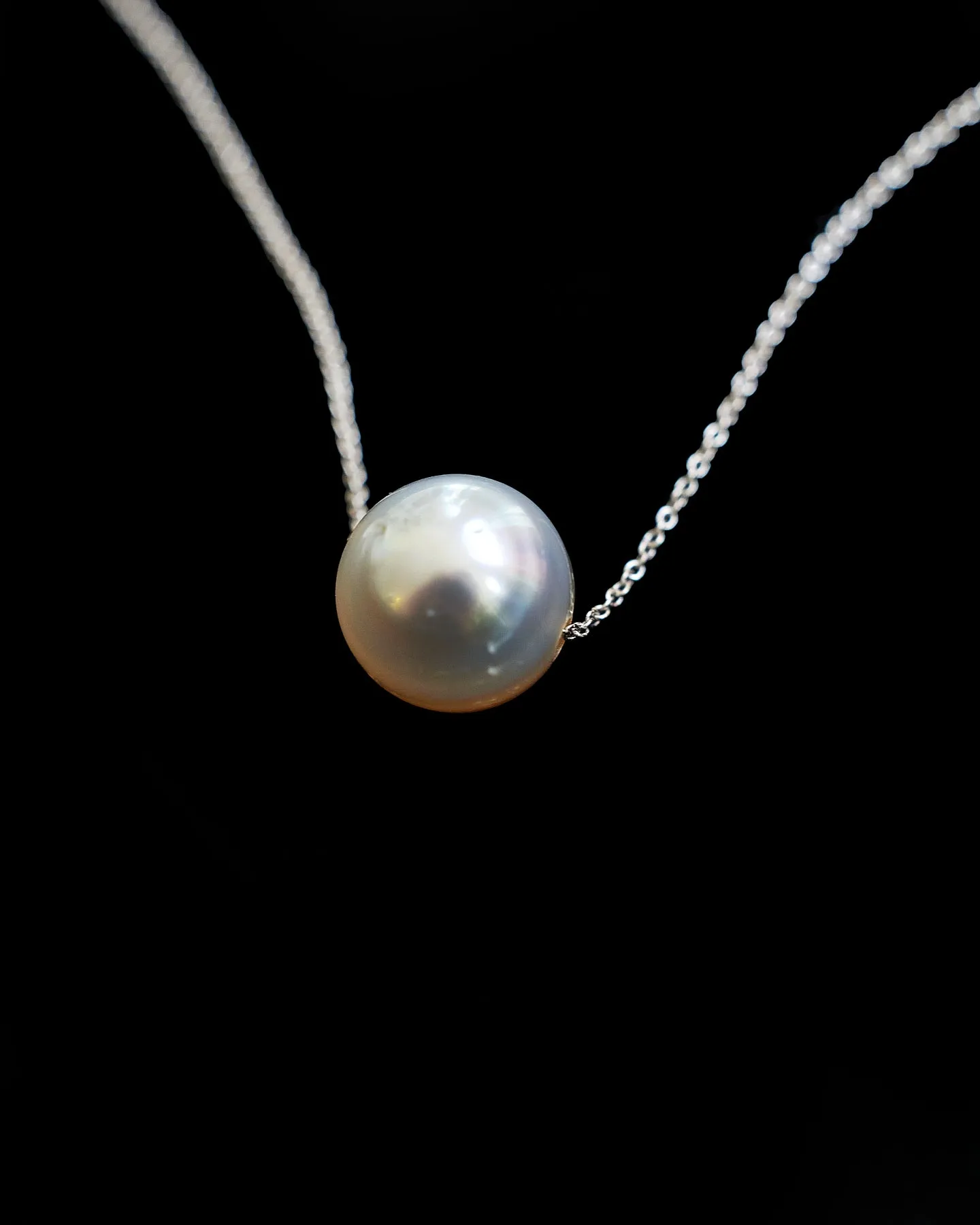 Grey Tahitian Floating Pearl Necklace