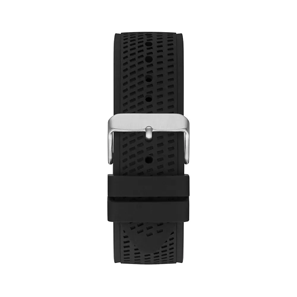Guess Trophy Silver Tone Silicone Strap Men's Watch GW0333G1