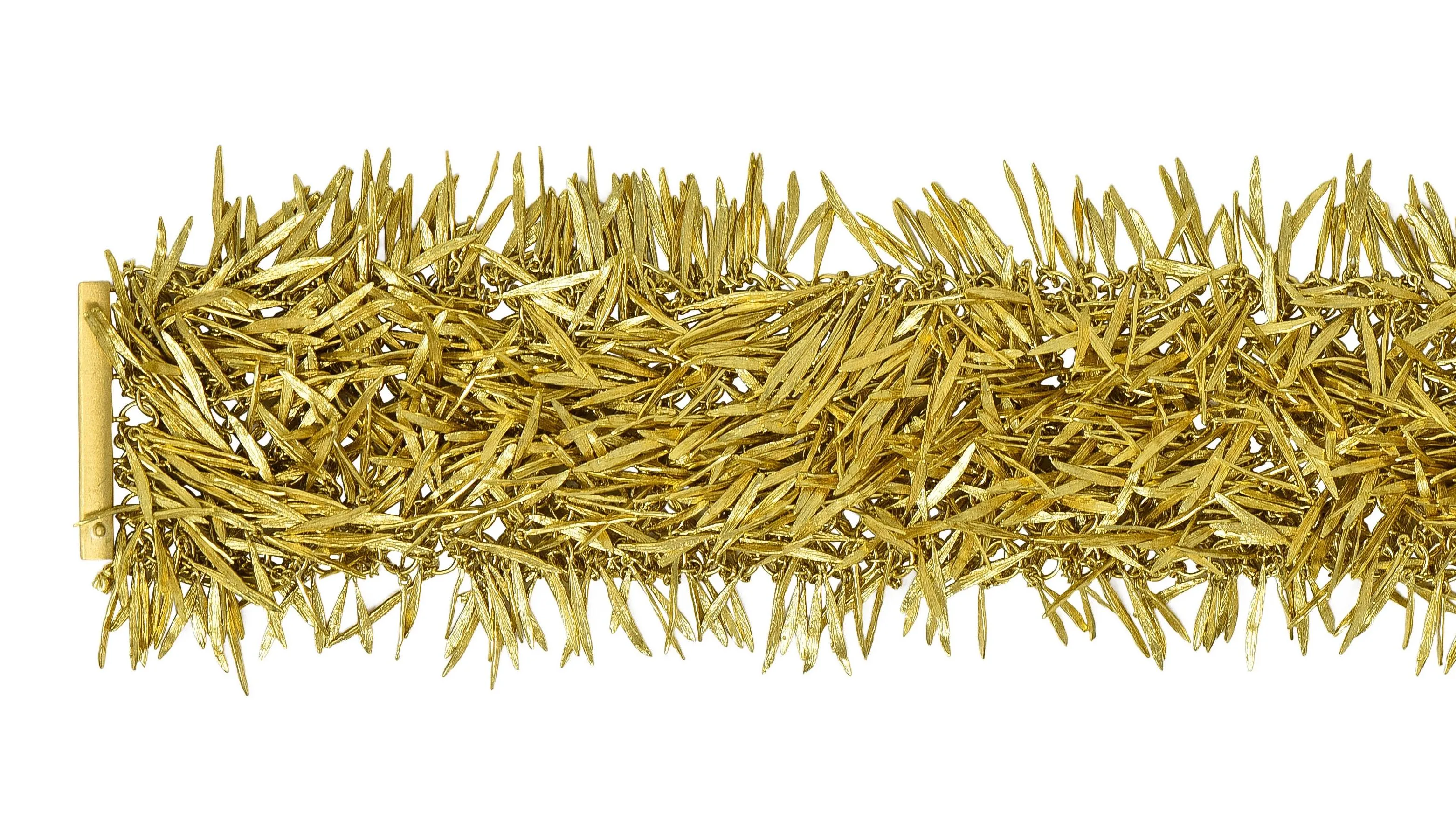 H. Stern 2000's 18 Karat Yellow Gold Brushed Feather Fringe Bracelet