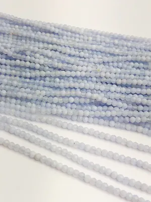 HALF OFF SALE - Blue Calcedony Gemstone Beads, Full Strand, Semi Precious Gemstone, 13"
