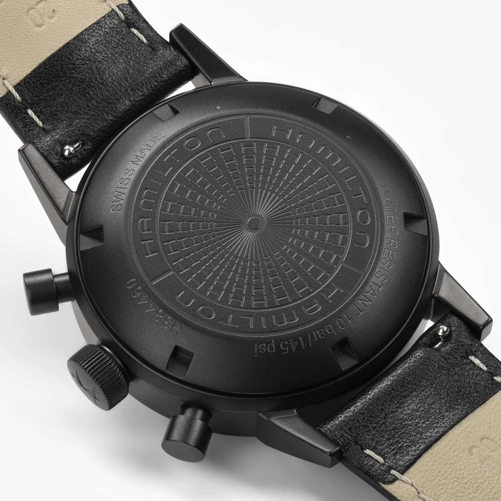 Hamilton American Classic Intra-Matic Auto Chrono on Leather Black PVD with Yellow