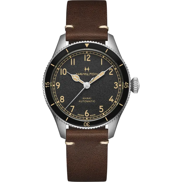 Hamilton Khaki Aviation Pilot Pioneer Auto on leather