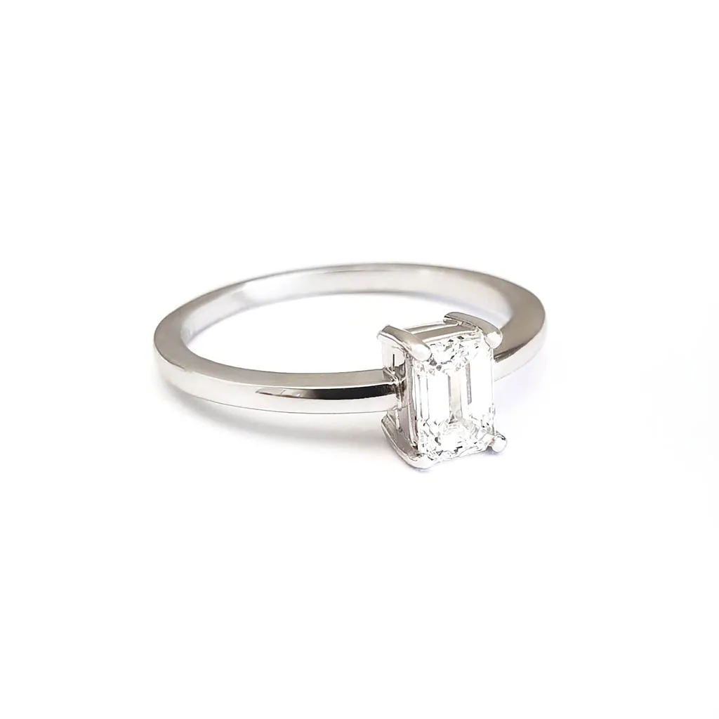 Handcrafted Emerald Cut Diamond Ring