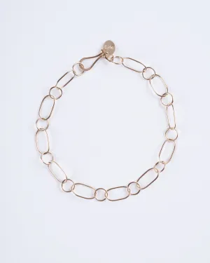 handmade 14k gold oval and round chain bracelet