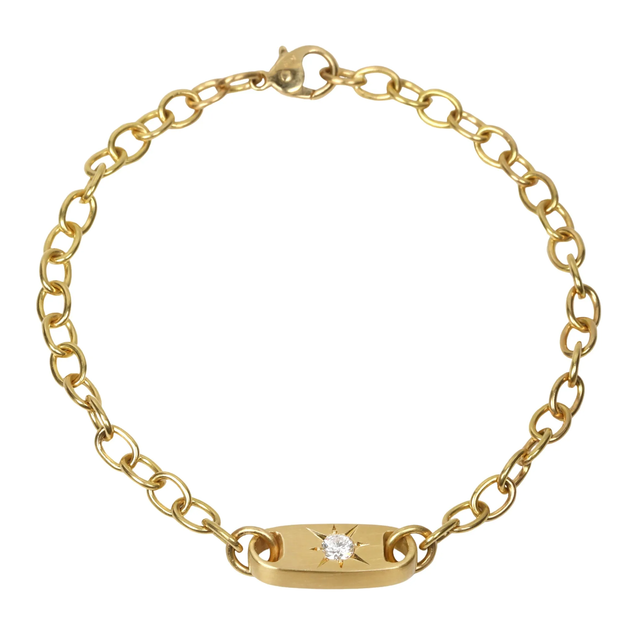 Handmade "Chunky Tag" Bracelet with Star-Set Diamond