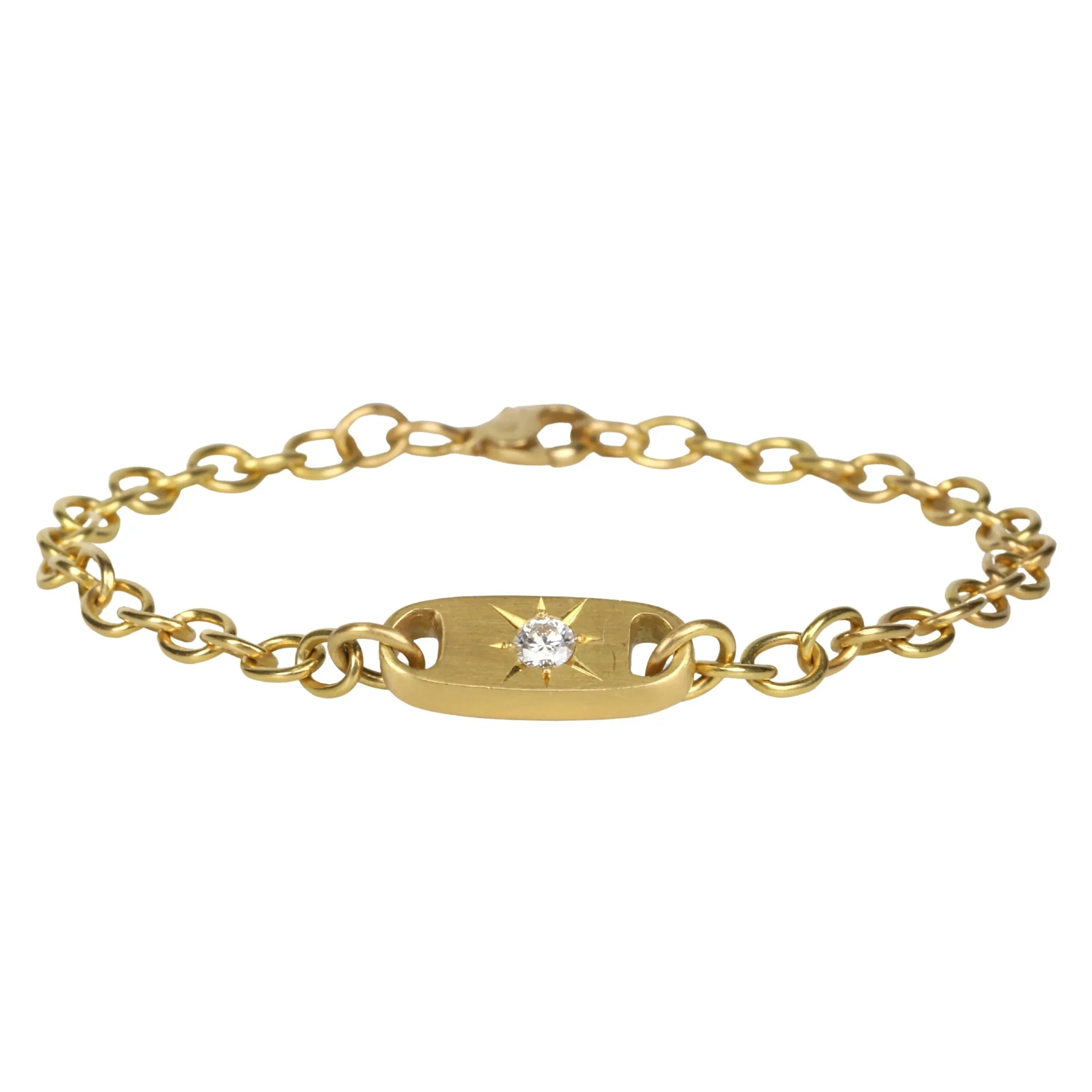 Handmade "Chunky Tag" Bracelet with Star-Set Diamond