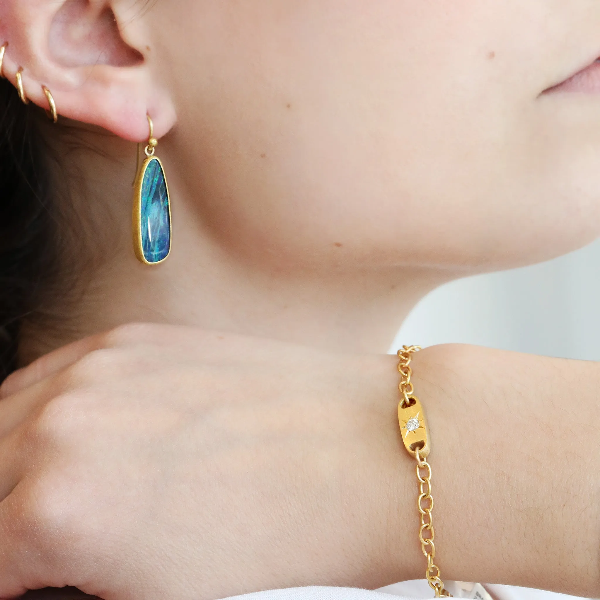 Handmade "Chunky Tag" Bracelet with Star-Set Diamond