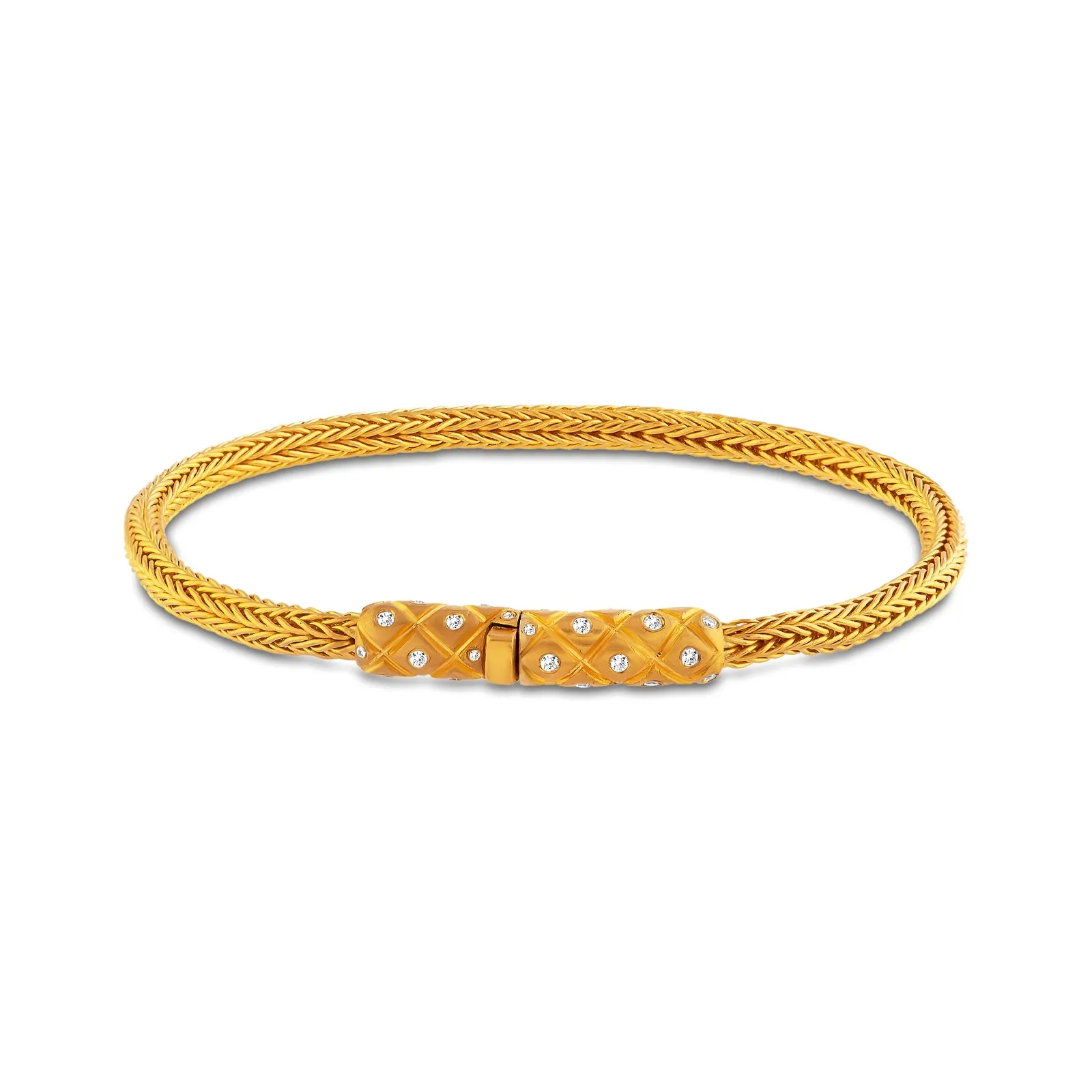 Handwoven Spiga Diamond Clasp Bracelet