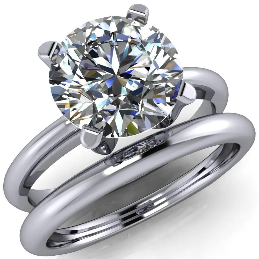 Hayden Round Center Stone 4 U Shaped Prong Set Euro Shank Solitaire Ring
