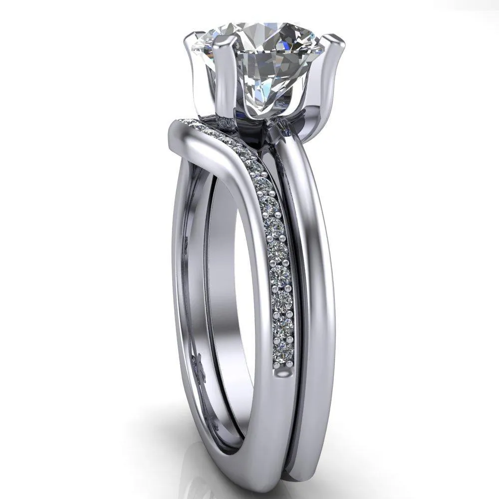 Hayden Round Center Stone 4 U Shaped Prong Set Euro Shank Solitaire Ring