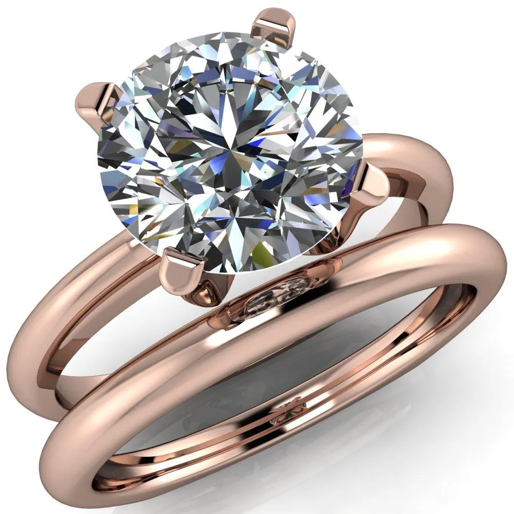 Hayden Round Center Stone 4 U Shaped Prong Set Euro Shank Solitaire Ring
