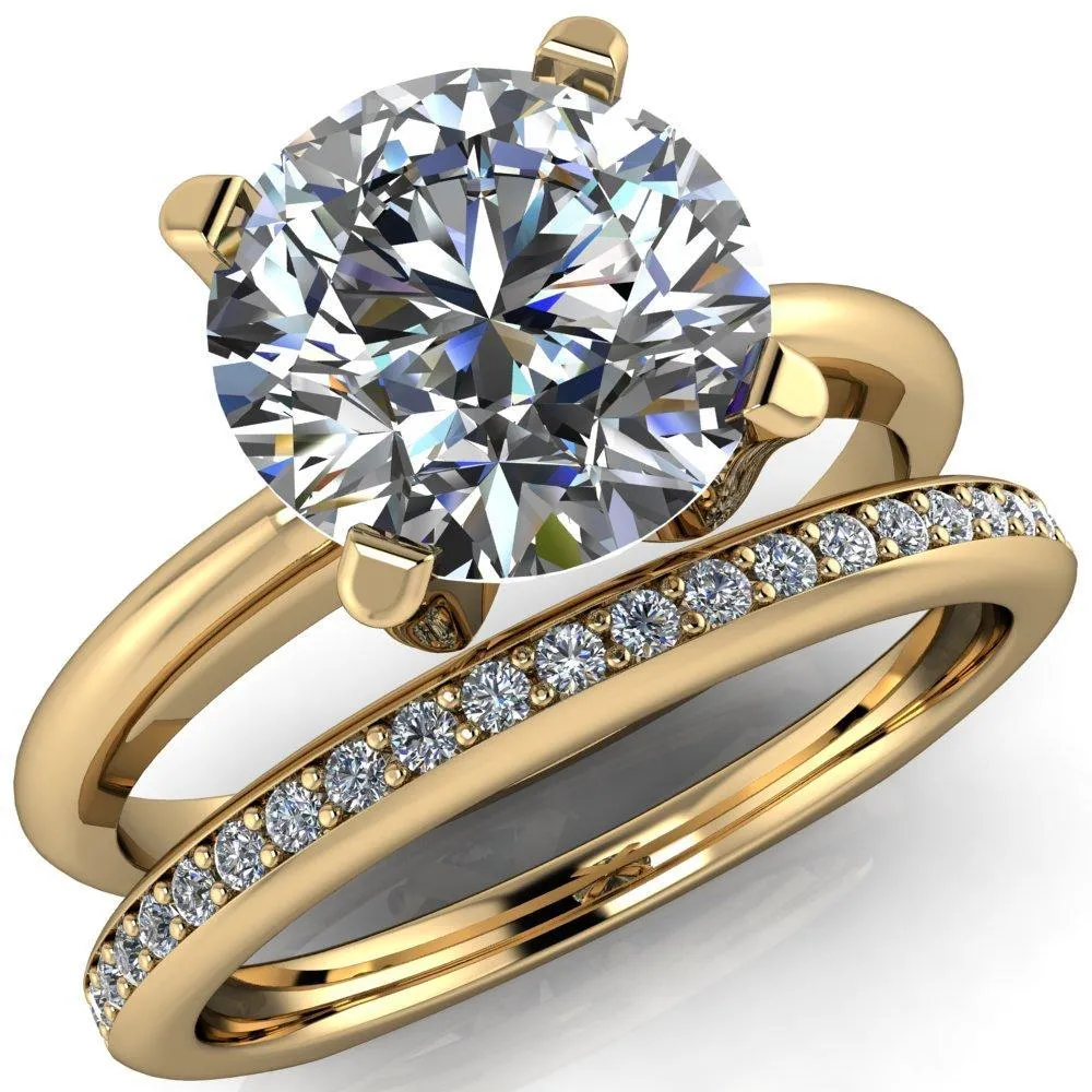 Hayden Round Center Stone 4 U Shaped Prong Set Euro Shank Solitaire Ring