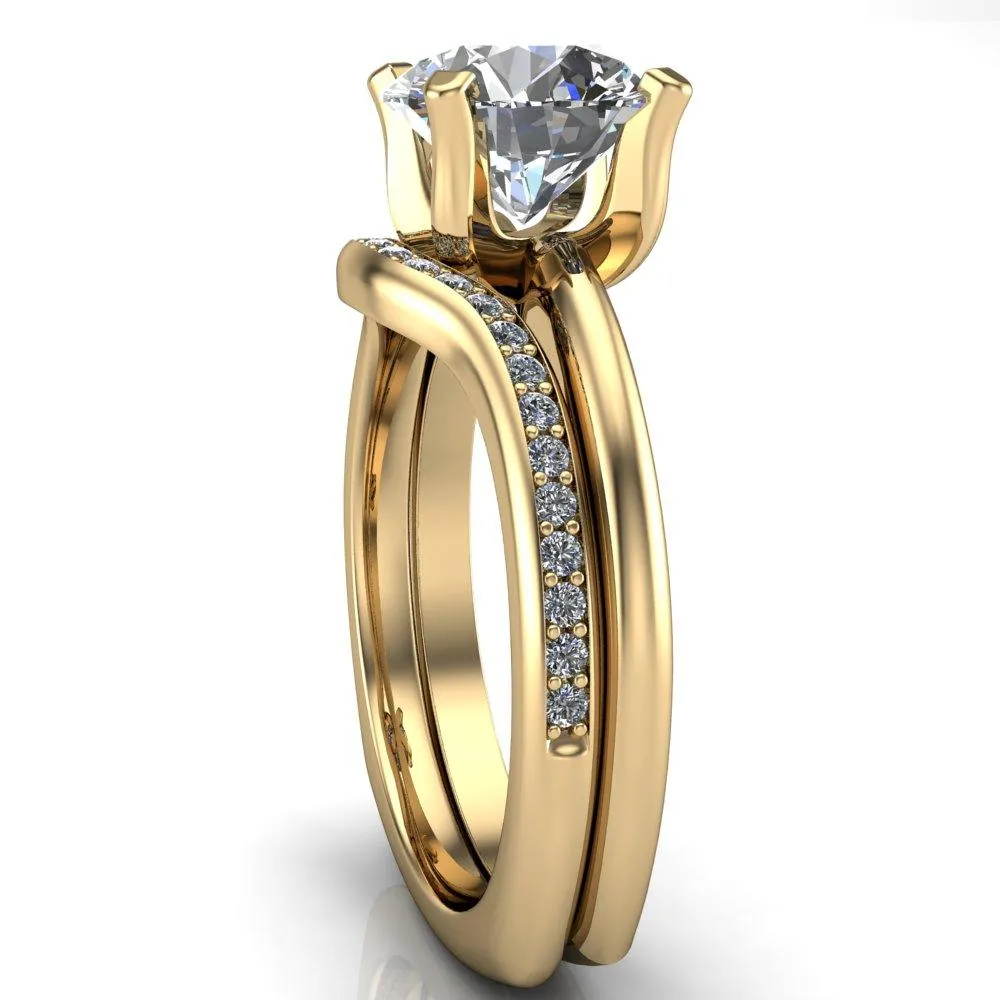 Hayden Round Center Stone 4 U Shaped Prong Set Euro Shank Solitaire Ring