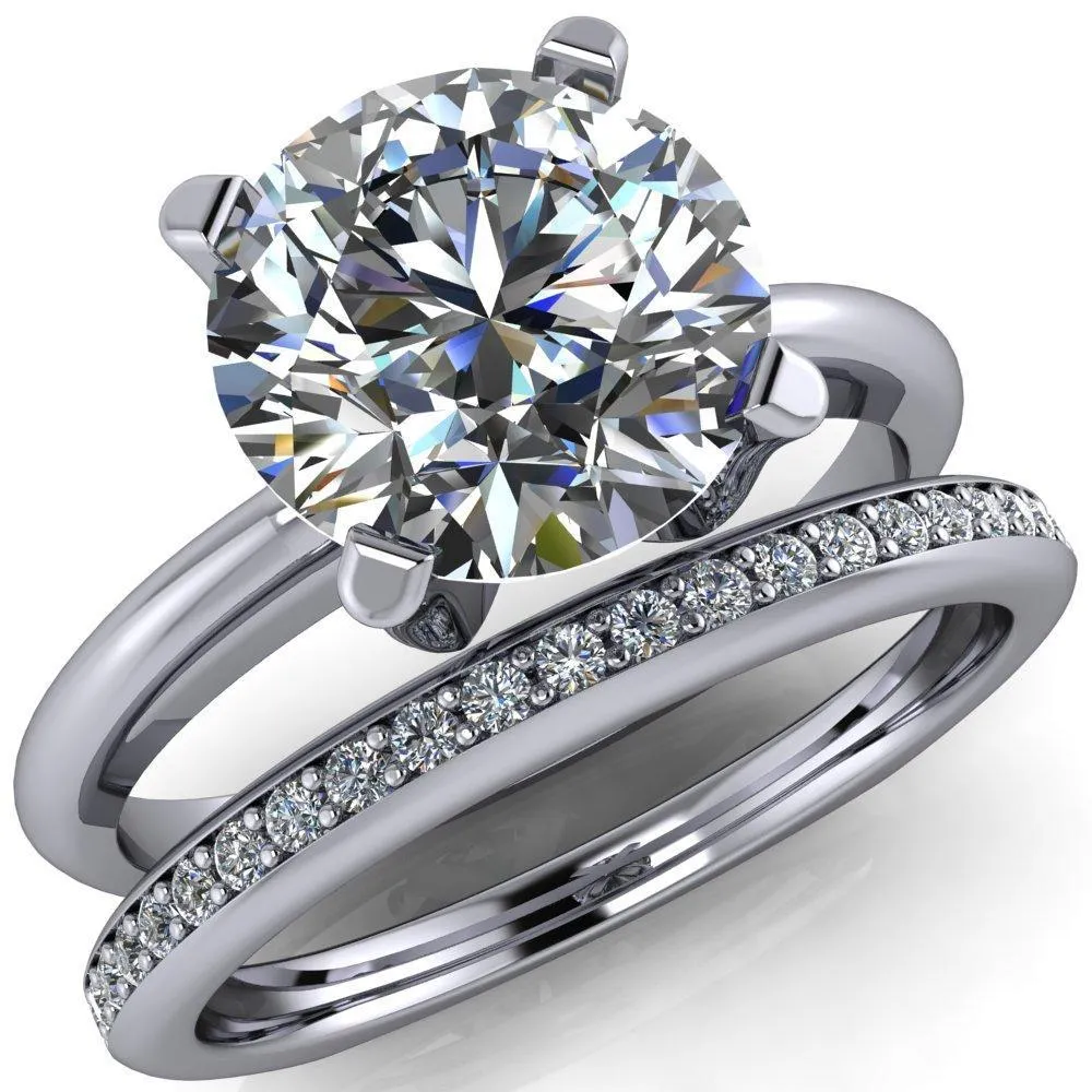 Hayden Round Center Stone 4 U Shaped Prong Set Euro Shank Solitaire Ring
