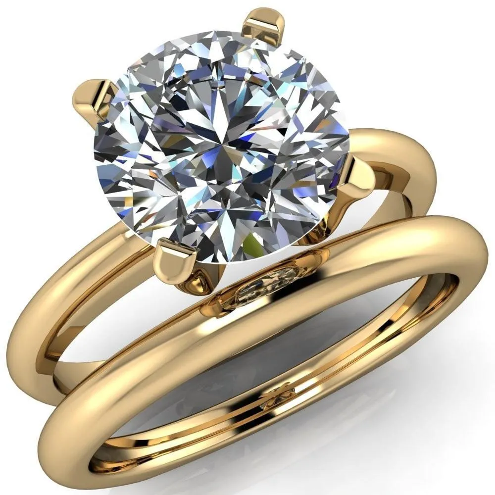 Hayden Round Center Stone 4 U Shaped Prong Set Euro Shank Solitaire Ring