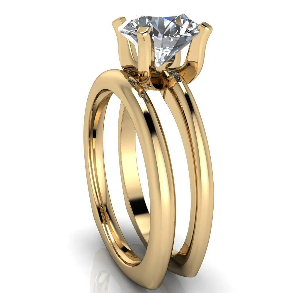 Hayden Round Center Stone 4 U Shaped Prong Set Euro Shank Solitaire Ring