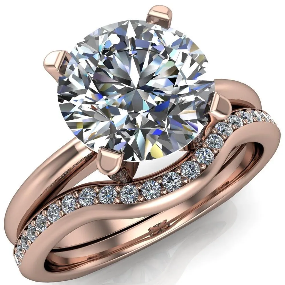 Hayden Round Center Stone 4 U Shaped Prong Set Euro Shank Solitaire Ring