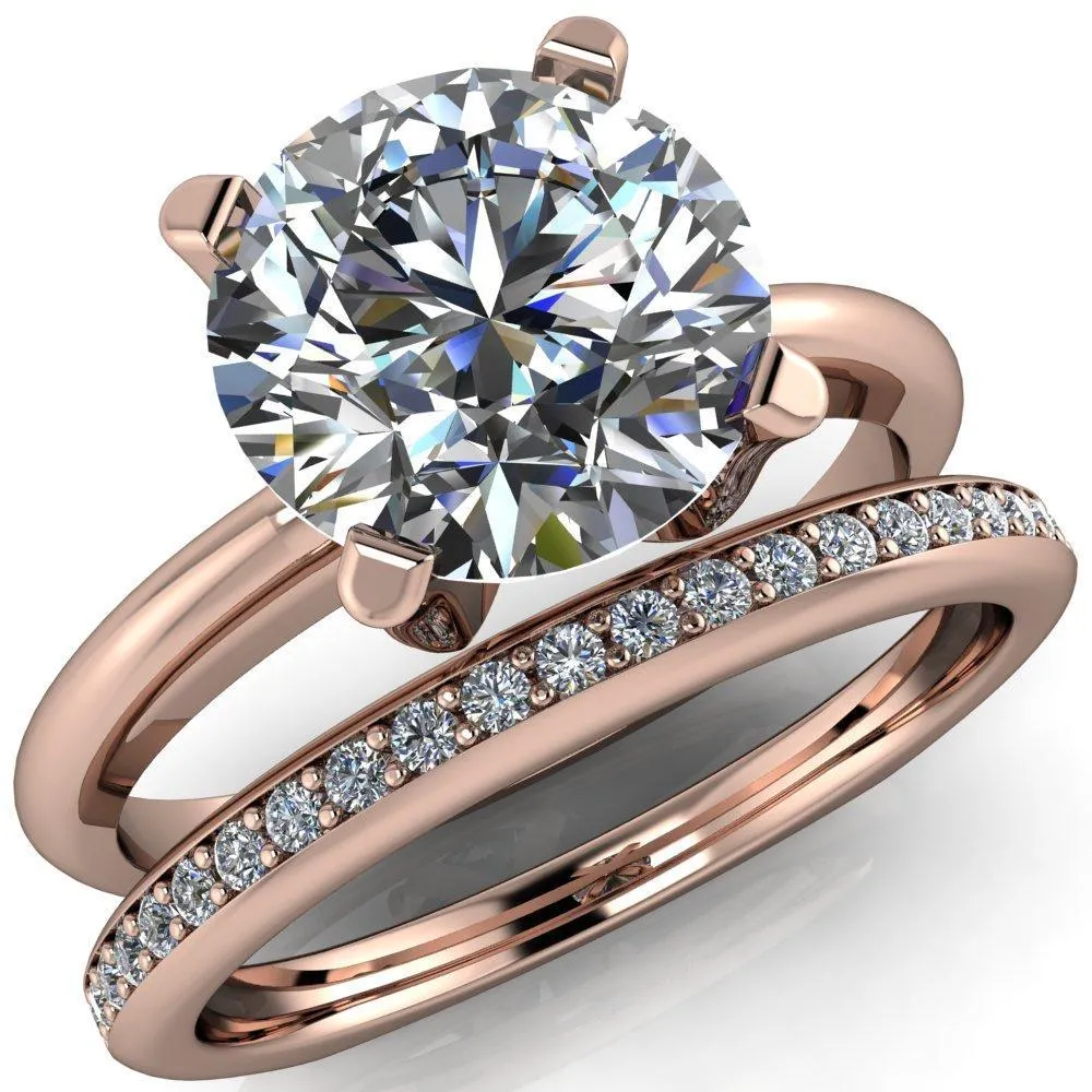 Hayden Round Center Stone 4 U Shaped Prong Set Euro Shank Solitaire Ring