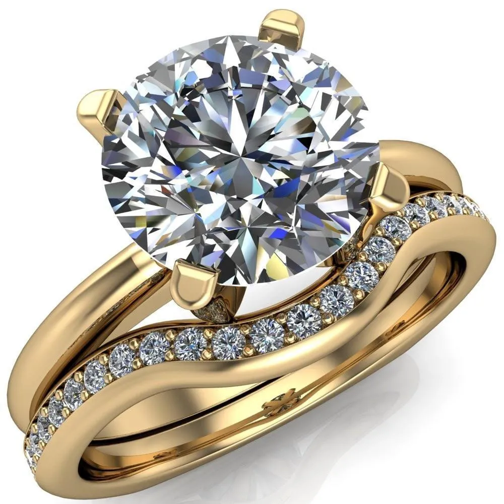 Hayden Round Center Stone 4 U Shaped Prong Set Euro Shank Solitaire Ring