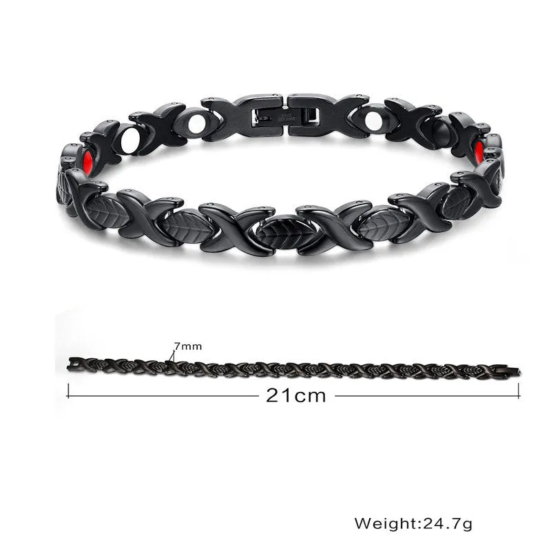Healthy Magnetic Bracelets & Bangles Stainless Steel Jewelry For Men Women Men's Hand Chain Gold & Black