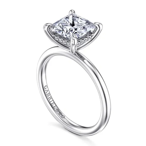 Hidden Halo Princess Cut Solitaire Diamond Engagement Ring Mounting