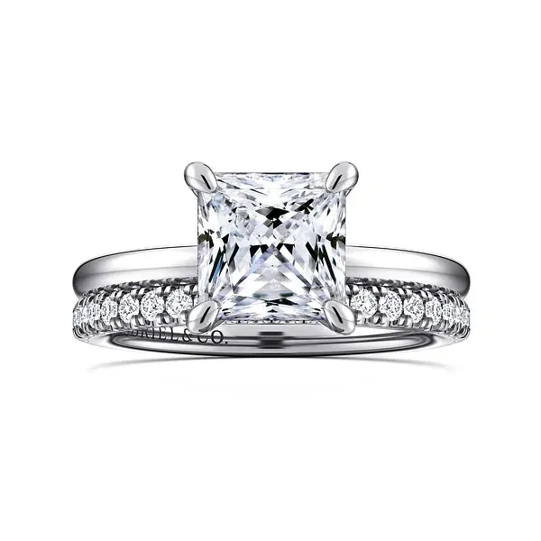 Hidden Halo Princess Cut Solitaire Diamond Engagement Ring Mounting