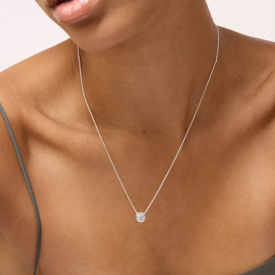 Hillberg & Berk Sterling Silver Dancing Queen Bezel Pendant Necklace