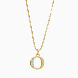 Hillberg & Berk Sterling Silver Gold Plated CZ Initial O Necklace