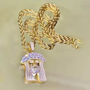 Hiphop 925 Silver Iced Out Crystal Jesus Christ Piece Head Face Pendants Necklaces Gold Chain For Men