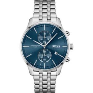 HUGO BOSS Associate Silver Stainless Steel Blue Dial Chronograph Quartz Watch for Gents - 1513839