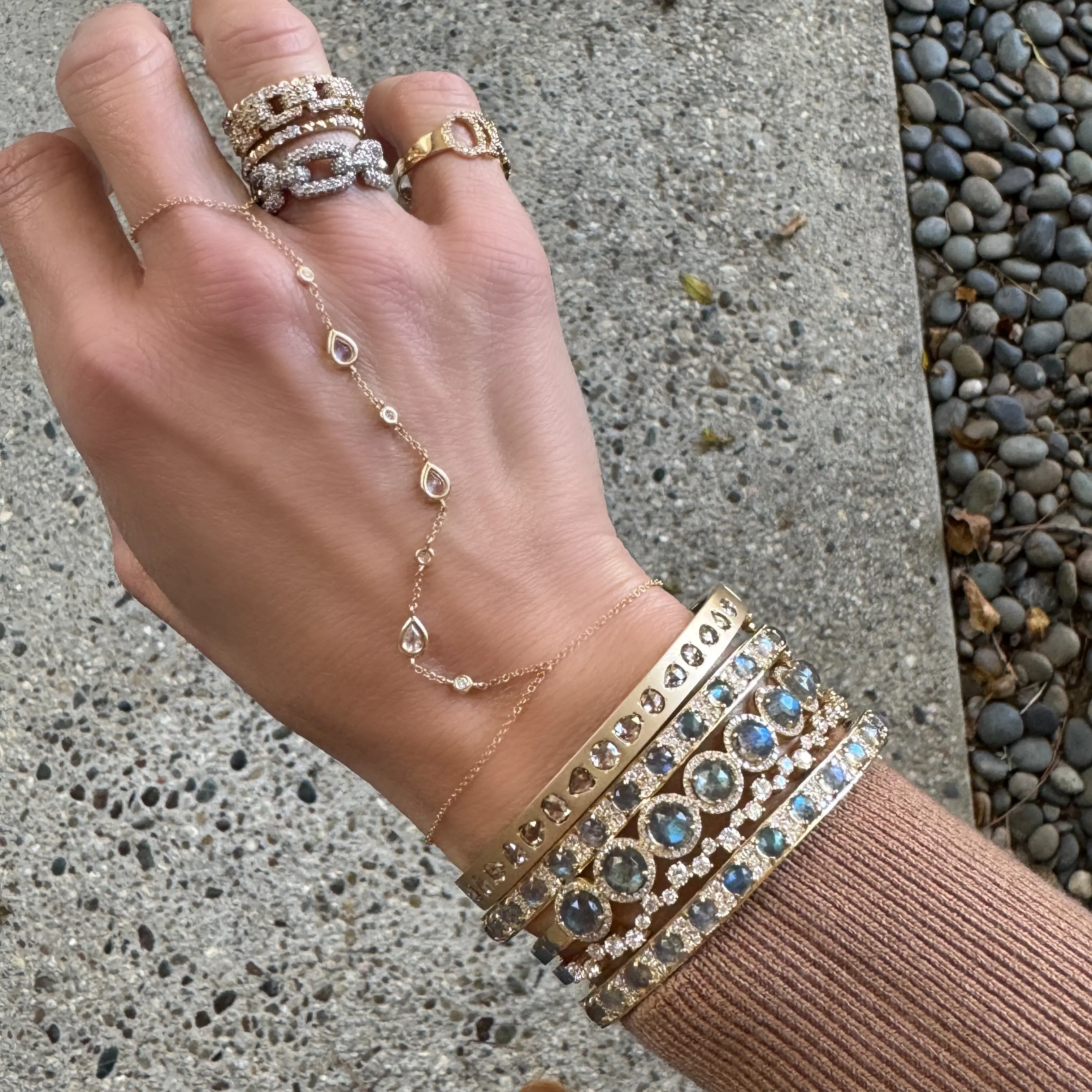 Illuminating Scattered Diamond Bangle Bracelet
