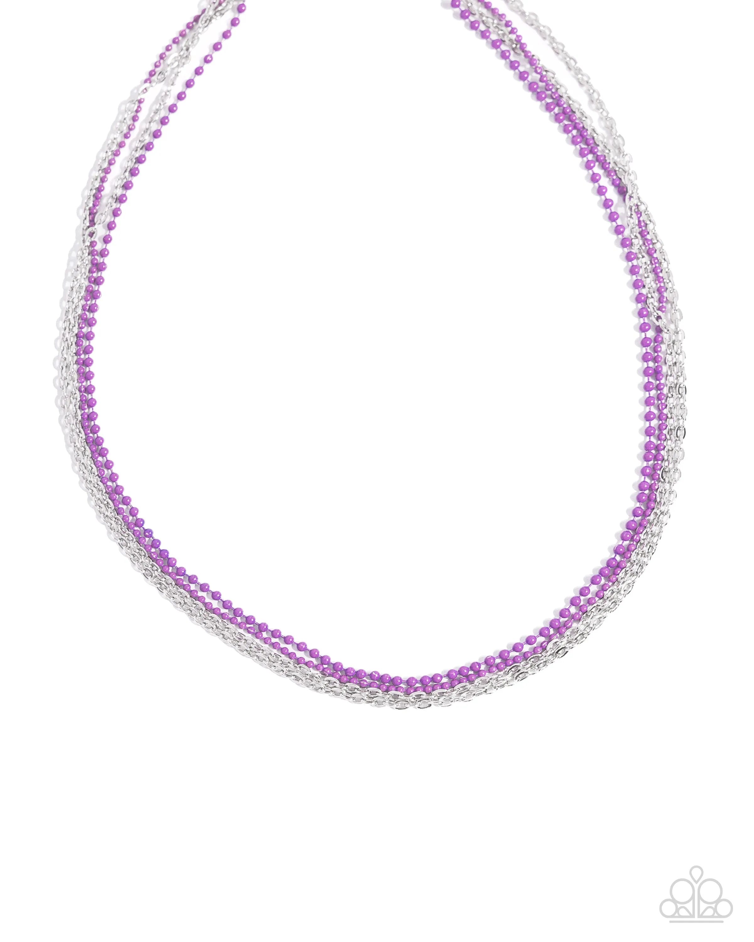 Industrial Independence - Purple - Metallic and Silver Chain Paparazzi Choker Necklace