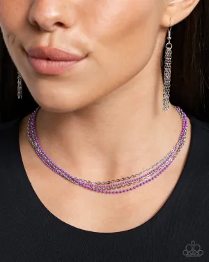 Industrial Independence - Purple - Metallic and Silver Chain Paparazzi Choker Necklace