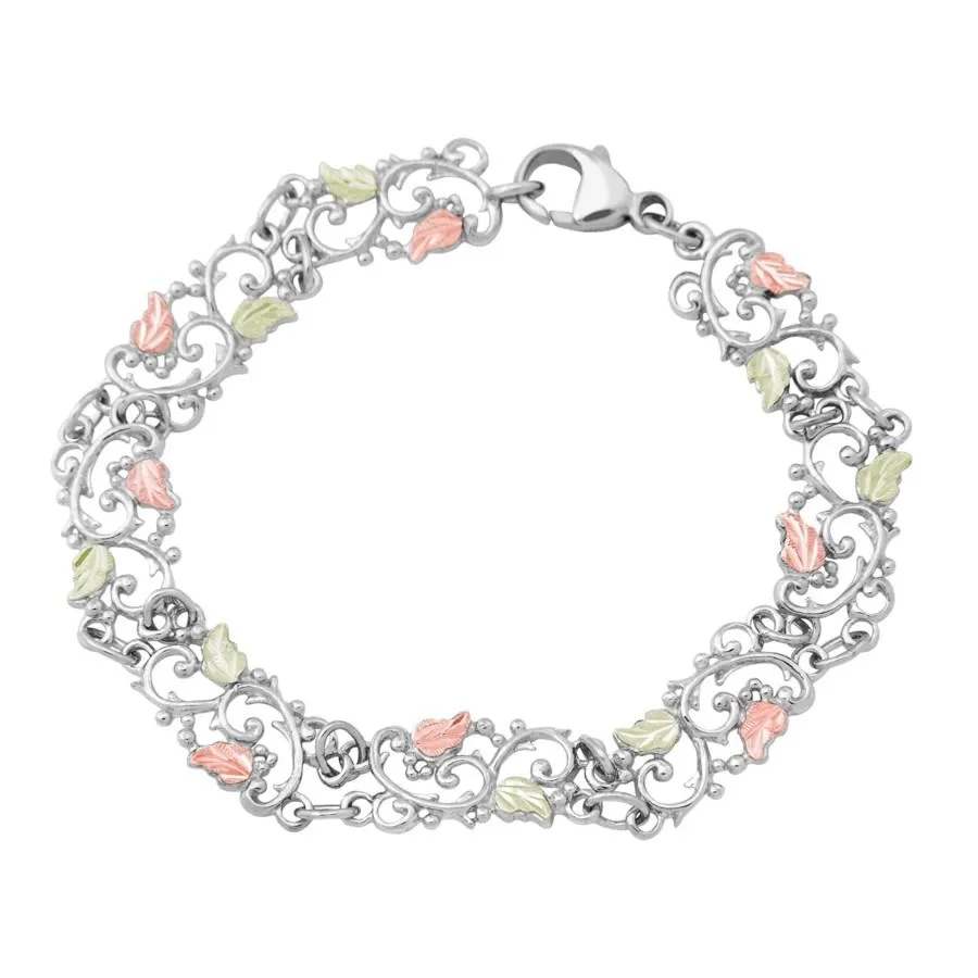 Intricate Vines - Sterling Silver Black Hills Gold Bracelet