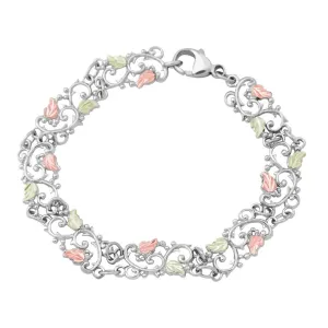 Intricate Vines - Sterling Silver Black Hills Gold Bracelet