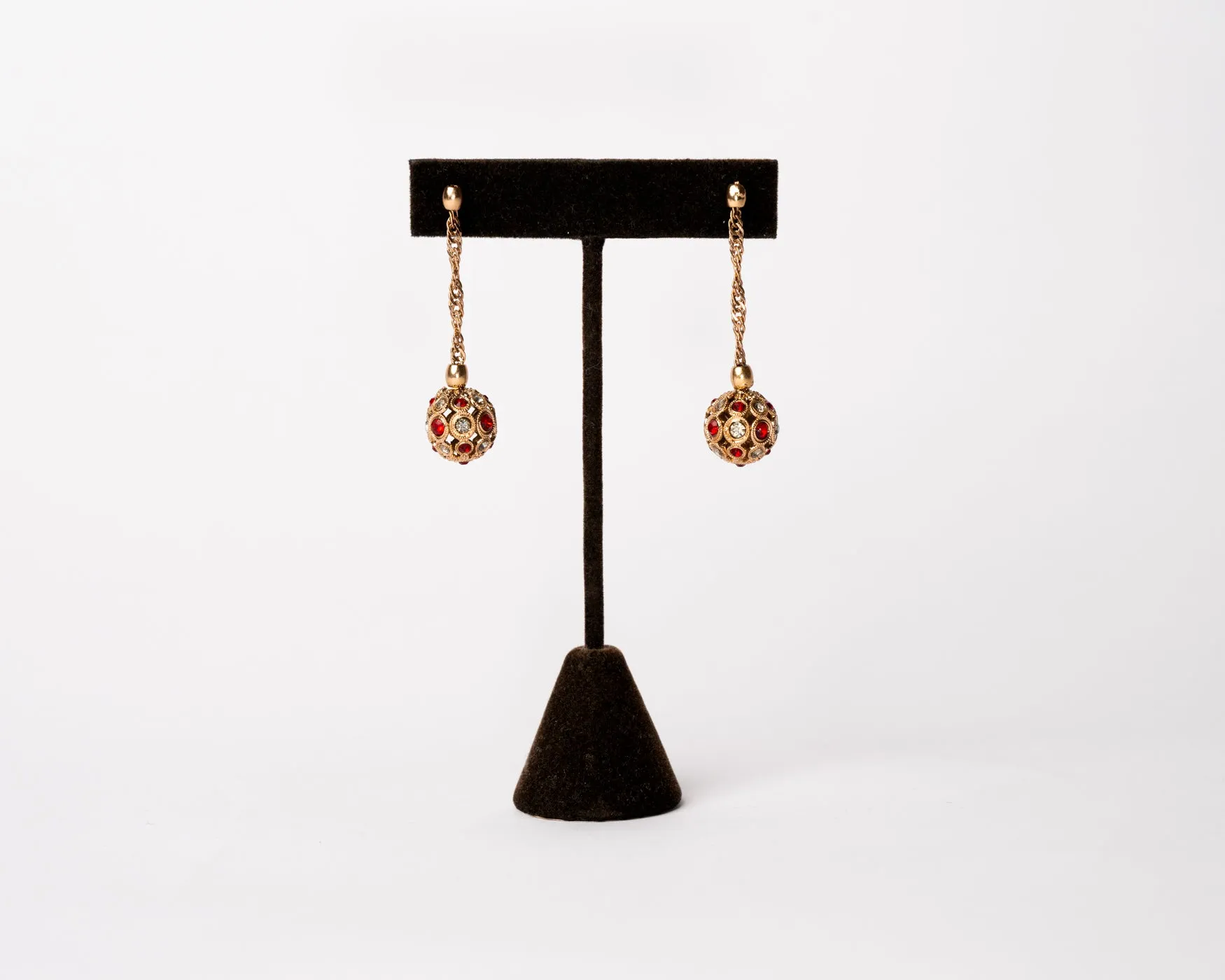 Italian Artisan Gold Florentine Ball Earrings