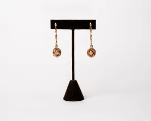 Italian Artisan Gold Florentine Ball Earrings