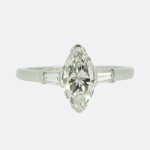 J.E Caldwell & Co. 1.30 Carat Marquise Cut Diamond Engagement Ring