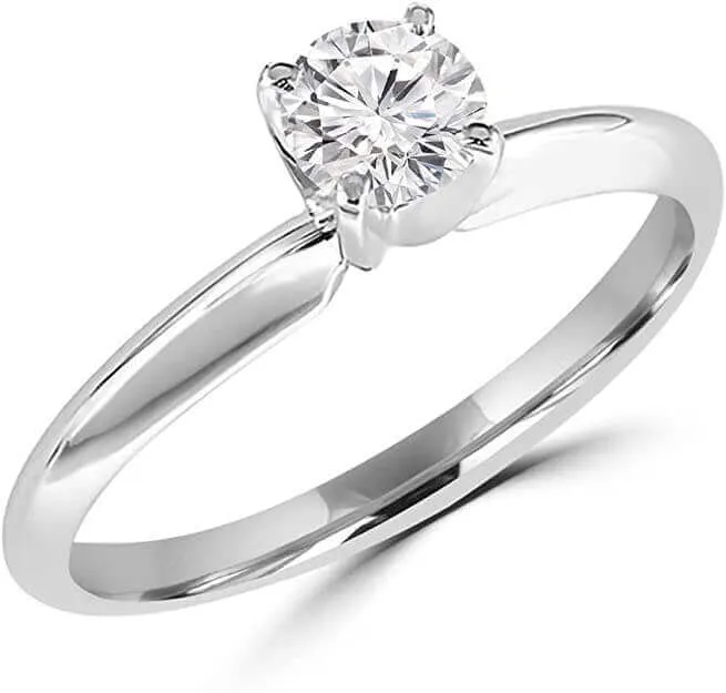 JewelMore 1/4ct.tw 14K White Gold Solitaire Engagement Ring ( I-J/I1-I2)