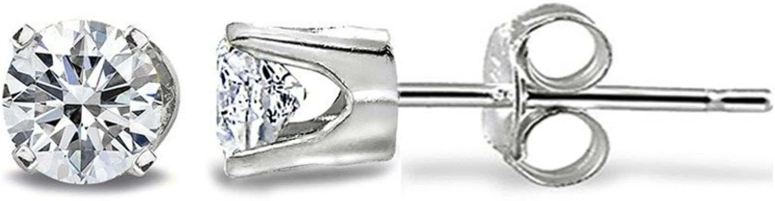 JewelMore 14K White Gold Solitaire Stud Diamond Earrings (1/4 Ct tw, GH/I2-I3)