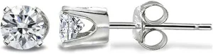 JewelMore 14K White Gold Solitaire Stud Diamond Earrings (1/4 Ct tw, GH/I2-I3)