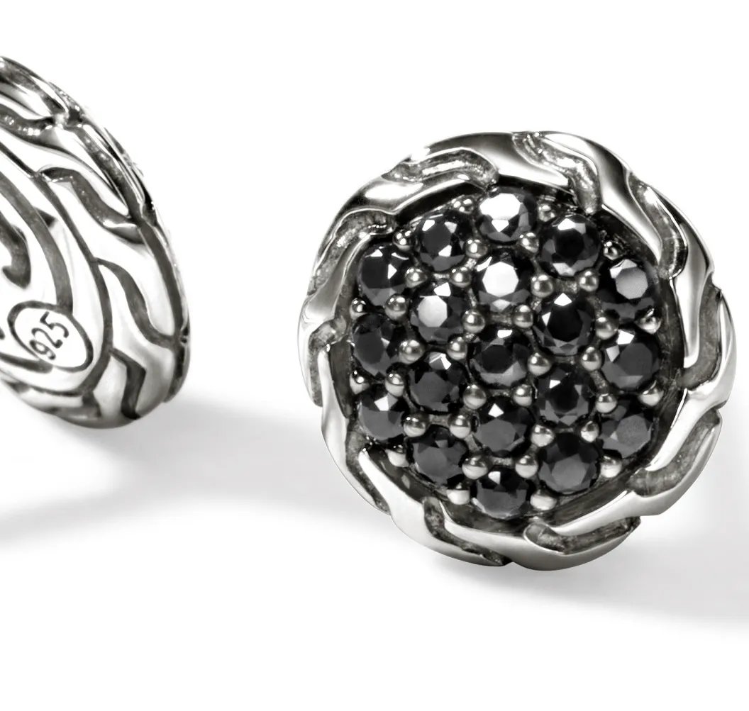 John Hardy Essentials Sterling Silver Treated Black Sapphire Stud Earrings
