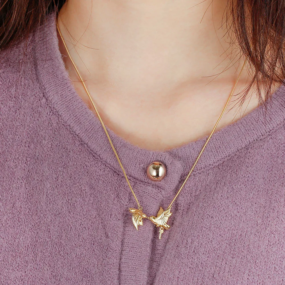 Journey to You Freedom Gold Bird Soar Pendant Necklace Love Birds Jewelry Set