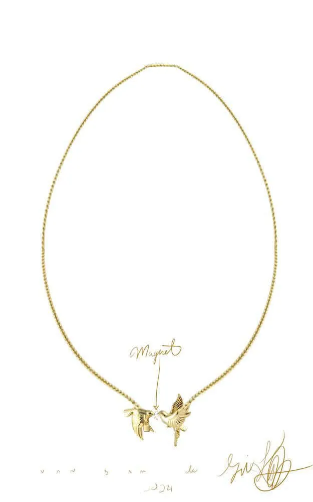 Journey to You Freedom Gold Bird Soar Pendant Necklace Love Birds Jewelry Set